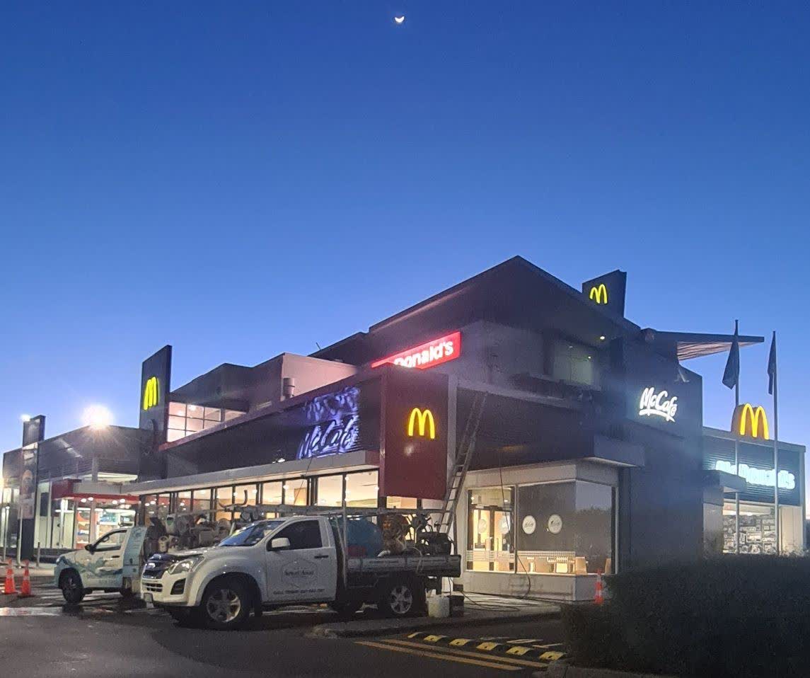 Commercial building exterior professionally washed