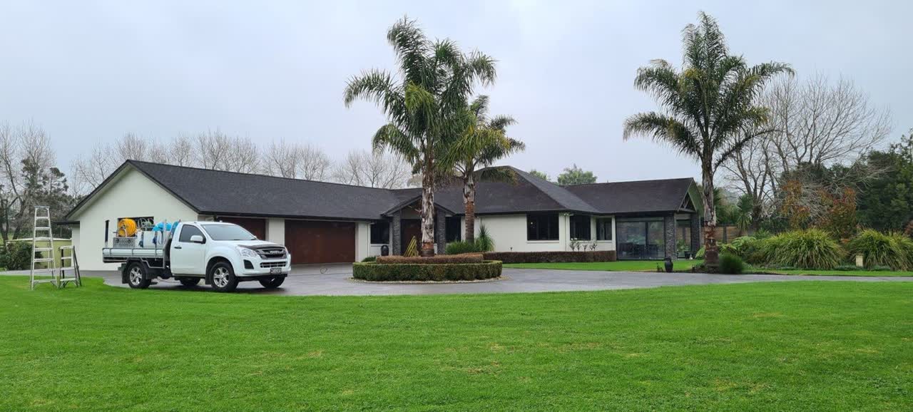 House exterior soft washed clean in Kumeū
