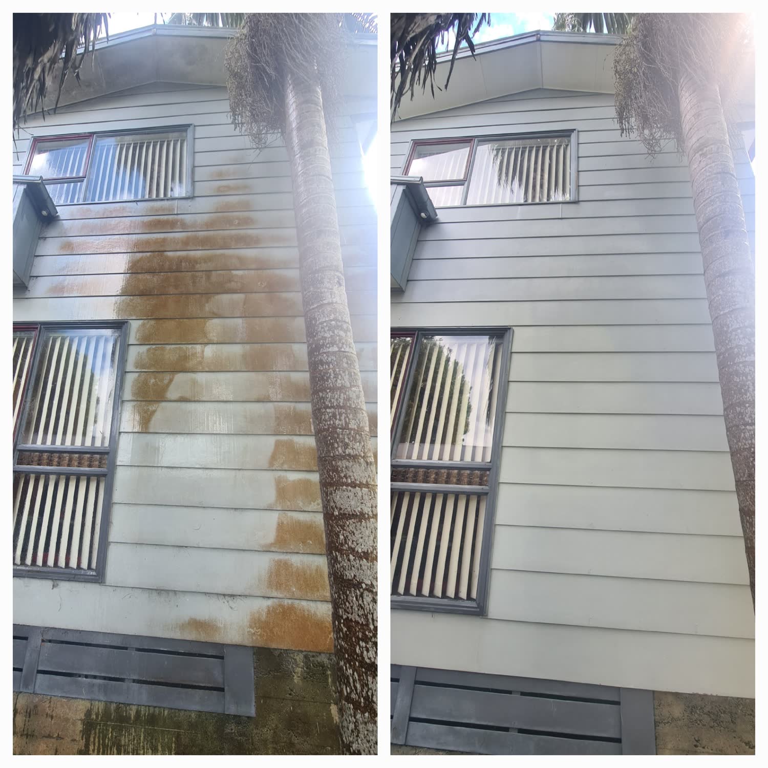 Before and after house wash in Riverhead