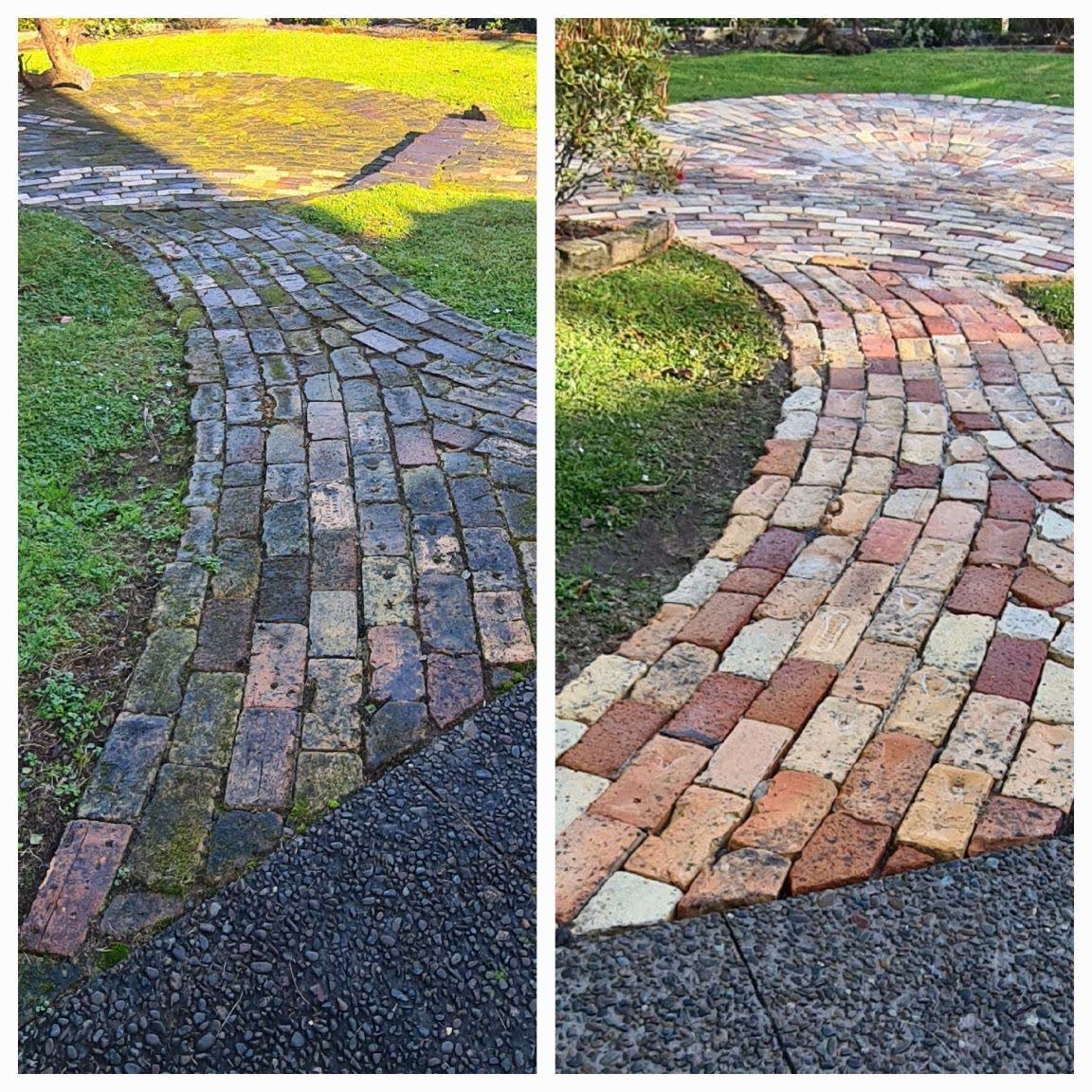 Concrete driveway and path pressure washed in Epsom